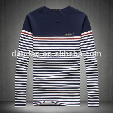 ストライプコントラスト長袖tシャツのための女性-Tシャツ問屋・仕入れ・卸・卸売り