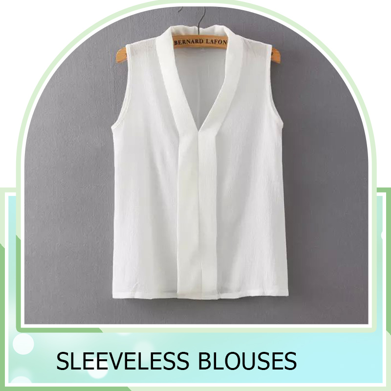 Blusas femininas 2016新しい ファッション女性の カラフル な v ネック夏シフォン ブラウス かわいい ノースリーブ シャツカジュアルスリムブランド の トップス-問屋・仕入れ・卸・卸売り