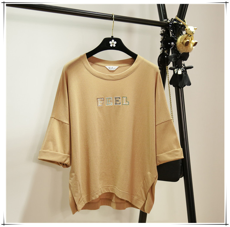 韓国カジュアル甘い無地ブラウンtシャツ女の子のため-Tシャツ問屋・仕入れ・卸・卸売り