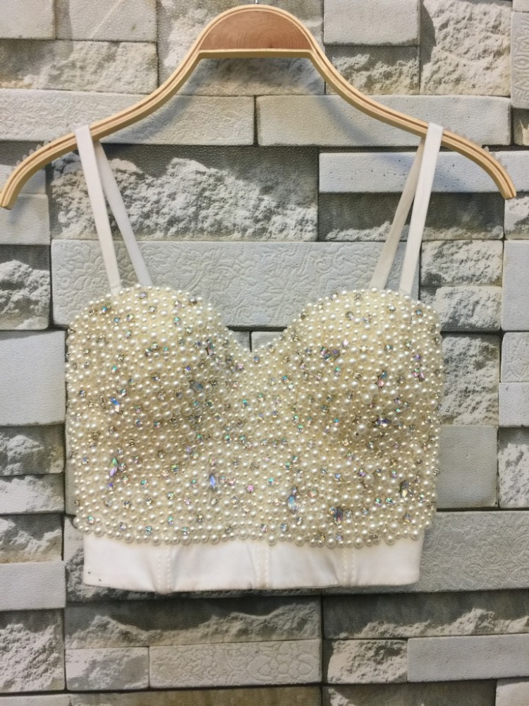 B10652A女性手作りビーズクロップトップセクシーな包帯camiiストラップハイストリートビスチェ丈はパッド入りブラジャービーズベストタンクトップス-プラスサイズシャツ、ブラウス問屋・仕入れ・卸・卸売り