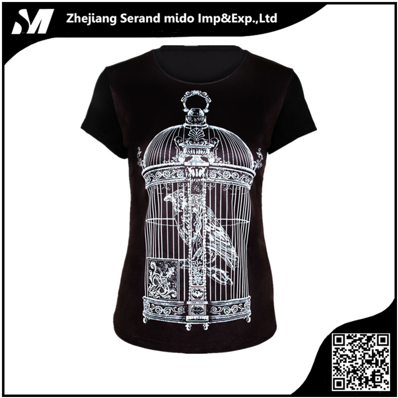 夏の3dプリント黒半袖oネックtシャツ女性トップ-Tシャツ問屋・仕入れ・卸・卸売り