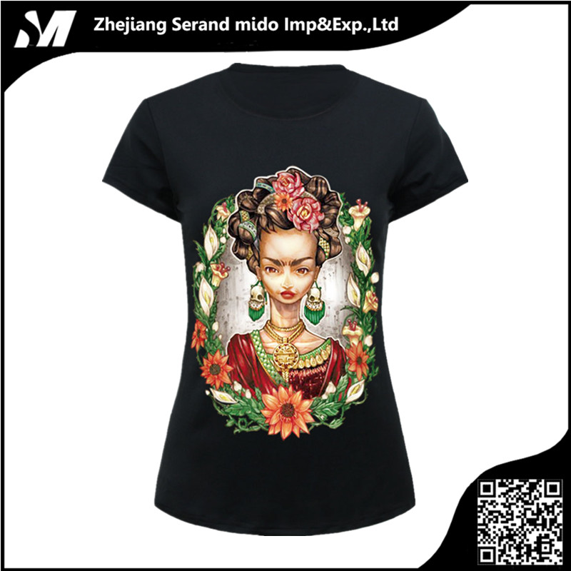 夏のファッション漫画ビューティーレディ3dプリントbalck女性tシャツ-Tシャツ問屋・仕入れ・卸・卸売り