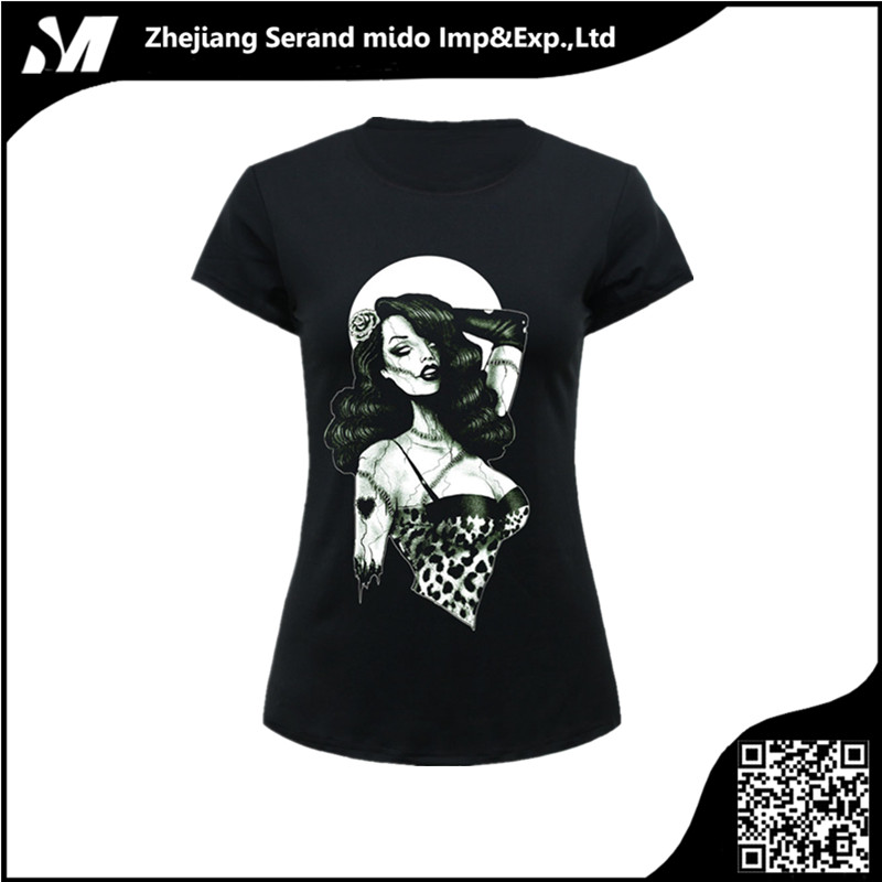 ファッション印刷oemデザイン黒女性3d tシャツ-Tシャツ問屋・仕入れ・卸・卸売り