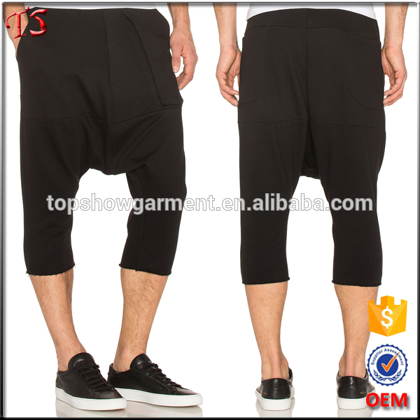 を新しくデザイン100%コットンショート黒人男性ハーレムパンツ卸売でソフトローカット裾-ショーツ問屋・仕入れ・卸・卸売り