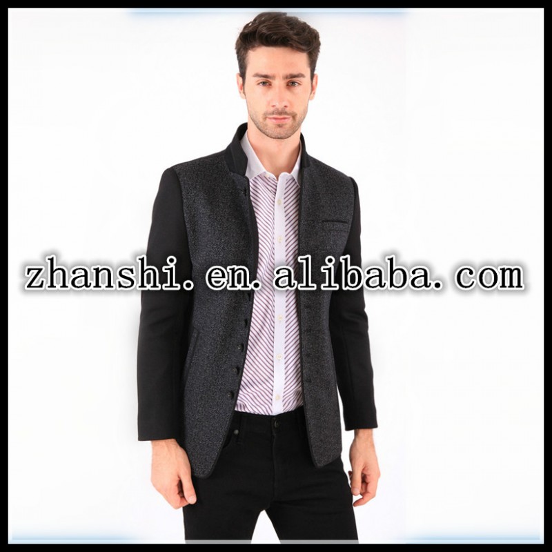 新しい到着の卸売名ブランド2015品質の豪華な短いzhanshiグレーウールのコートの男性-プラスサイズコート問屋・仕入れ・卸・卸売り