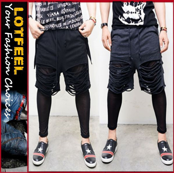 メンズダメージ層legginsかみそりカットドロップバギーショーツ( lotg234)-ジーンズ問屋・仕入れ・卸・卸売り