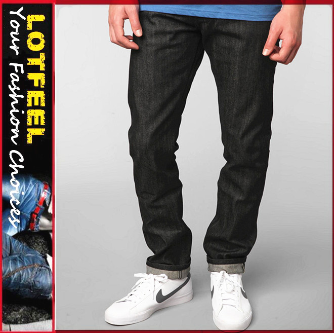 テーパー黒ジーンズ無印selvedge( lotjo085)-ジーンズ問屋・仕入れ・卸・卸売り