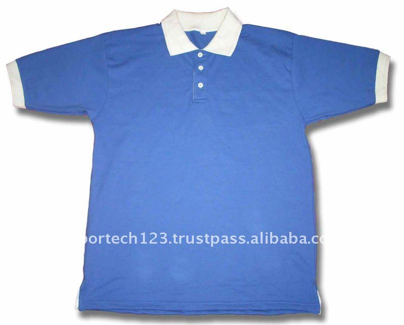 品質ブルー colord 100%綿ピケ生地ポロシャツ-Tシャツ問屋・仕入れ・卸・卸売り