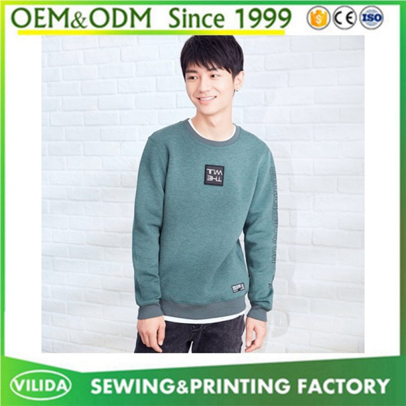 新しいデザインメンズロングスリーブプルオーバー40%ポリエステル60%綿刺繍入りロゴトレーナー-トレーナー、パーカー問屋・仕入れ・卸・卸売り