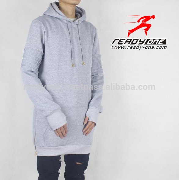 カスタムパーカー/長い背の高いパーカー/ストリートウェアパーカー細長いパーカー、 卸売ロングジップパーカー-トレーナー、パーカー問屋・仕入れ・卸・卸売り