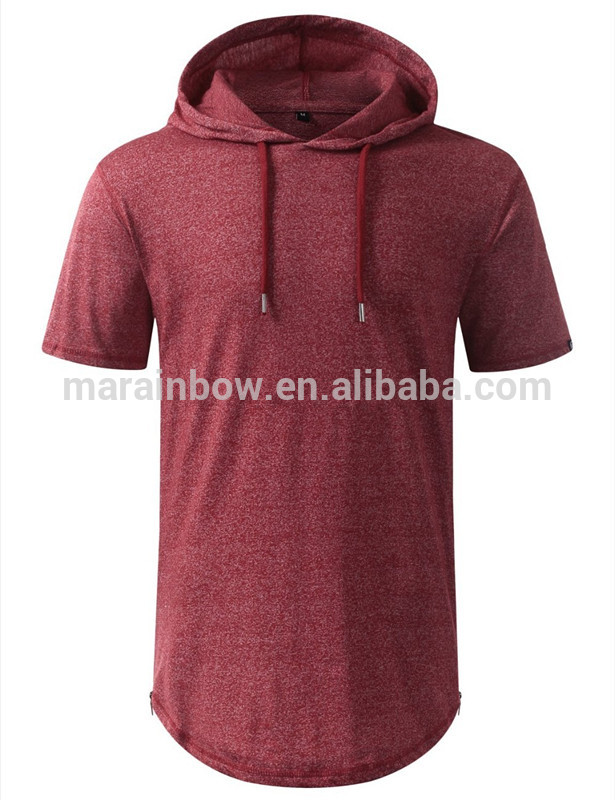 メンズヒップスターヒップホップ延縄パーカーで湾曲した裾平野半袖プルオーバーパーカーtシャツ空白細長いパーカー-トレーナー、パーカー問屋・仕入れ・卸・卸売り