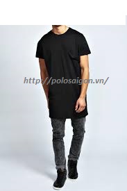 男性ブランクtシャツ、長いライン、100%綿-Tシャツ問屋・仕入れ・卸・卸売り