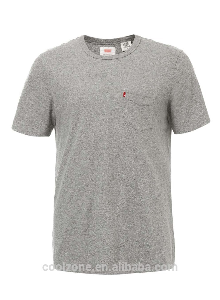 100%コットンクルーネック半袖ブランクtシャツ、綿カスタムtシャツで胸ポケット2016-Tシャツ問屋・仕入れ・卸・卸売り
