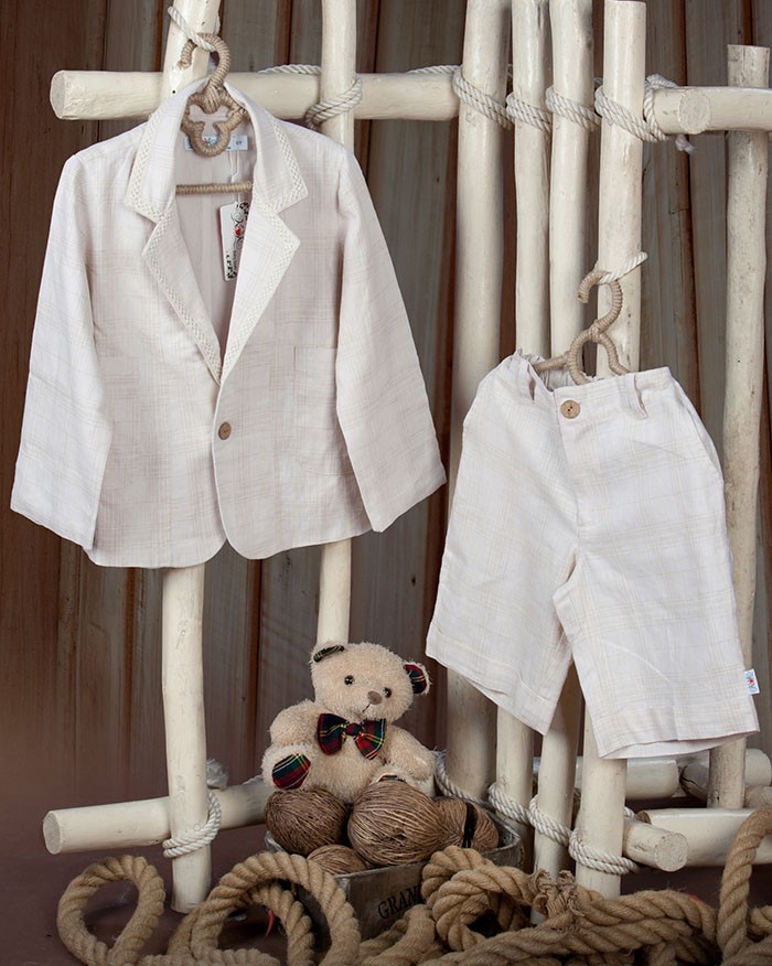 ヴィンテージリネンのベスト少年-キッズ服　ベスト問屋・仕入れ・卸・卸売り