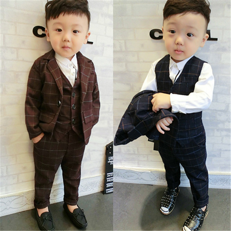 学童服秋最新デザイン男の子スーツ ファッション格子縞の ベスト スーツ-スーツ、タキシード問屋・仕入れ・卸・卸売り