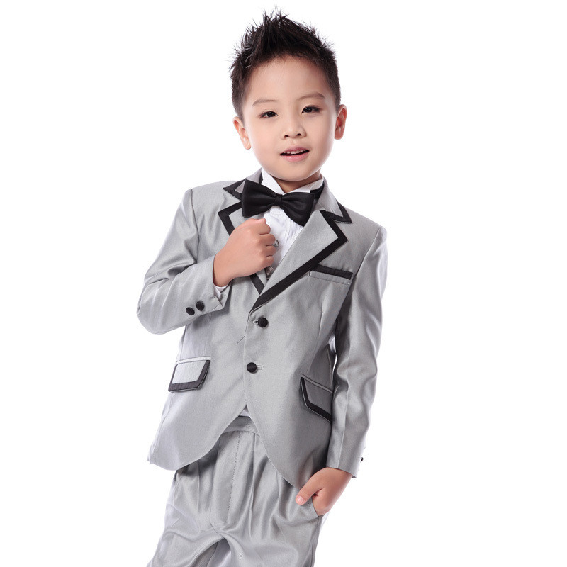 最新デザイン男の子スーツ 5 ピース フラワー学童人気スリヴァー威勢スーツ-スーツ、タキシード問屋・仕入れ・卸・卸売り