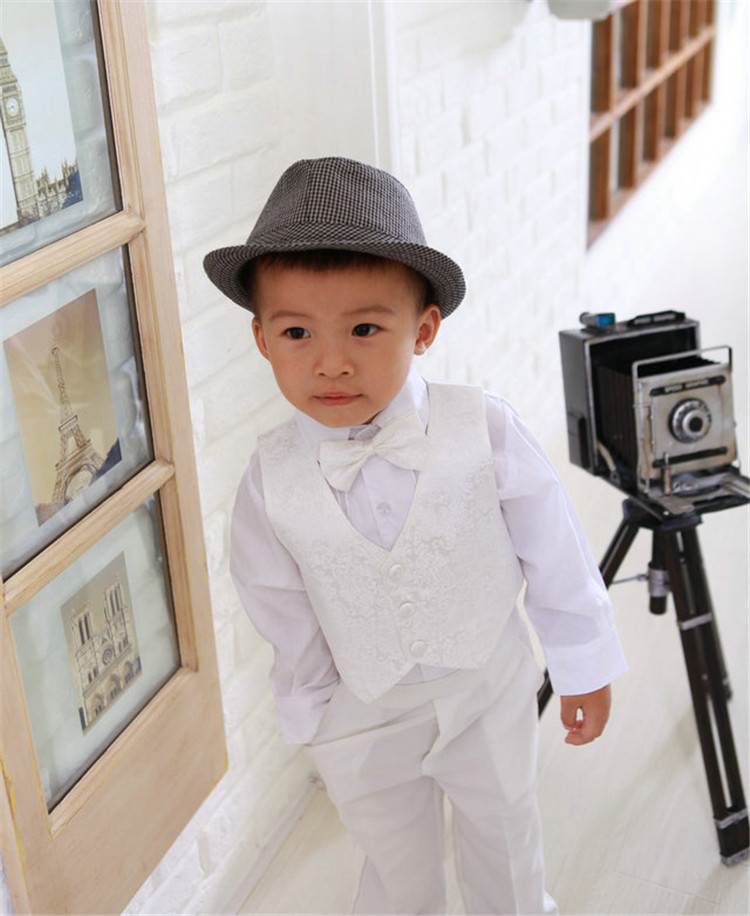 春黒&白パーティー男の子スーツ最新デザイン赤ちゃん男の子セット5ピース-スーツ、タキシード問屋・仕入れ・卸・卸売り