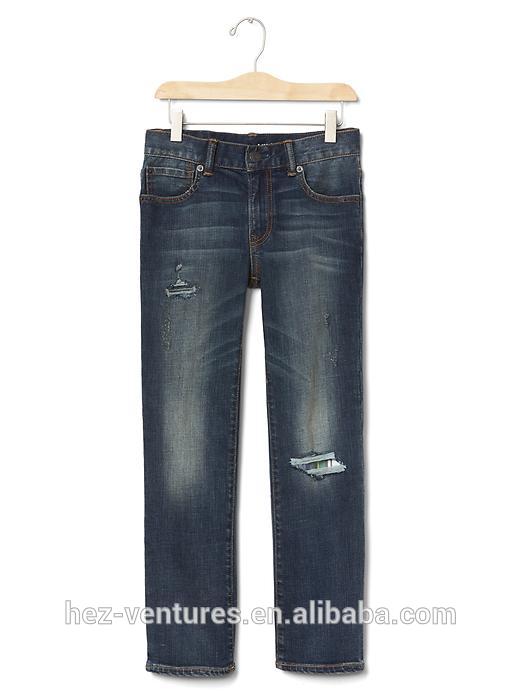 子供rip &修理ストレートレッグジーンズ環境に優しいoem子供ジーンズ-キッズ服　半ズボン問屋・仕入れ・卸・卸売り