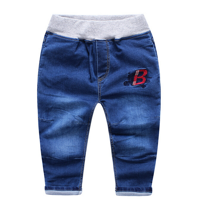 手紙bデザインデニムジーンズ用男の子用春と秋-キッズ服　ジーンズ問屋・仕入れ・卸・卸売り