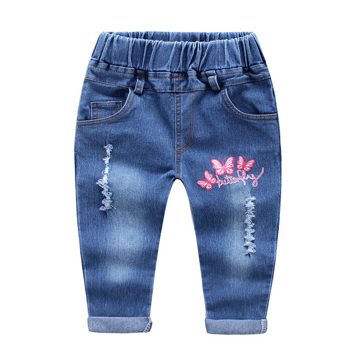 美しいbuttflyジーンズ女の子のためのさざ波デニムジーンズ-キッズ服　ジーンズ問屋・仕入れ・卸・卸売り