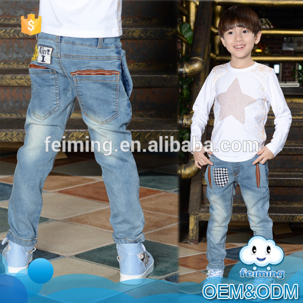 2015子供デニムジーンズの卸売価格のファッションスタイルのベビードレスの鬱積2月7日歳男の子-キッズ服　ジーンズ問屋・仕入れ・卸・卸売り