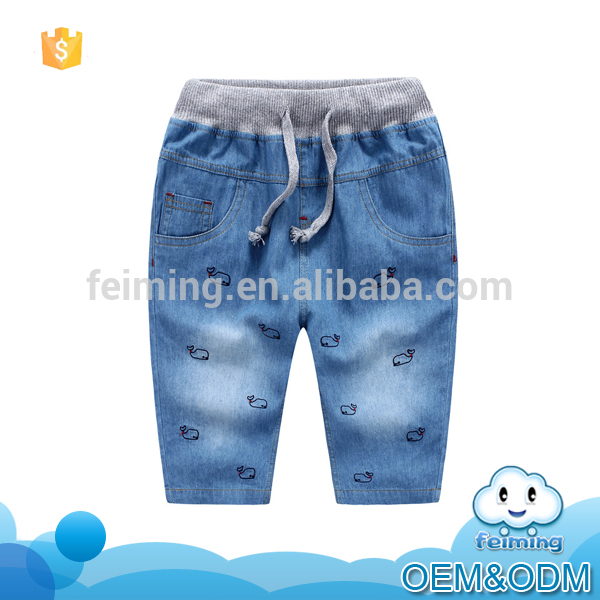 バルク販売feiming赤ちゃんジーンズパンツリトル魚ファンシーデザインデニムジーンズ男の赤ちゃんが着るプラスチックジーンズパンツ-キッズ服　ジーンズ問屋・仕入れ・卸・卸売り
