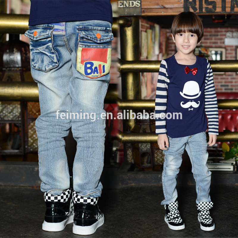 広州子供服2015秋の子供赤ちゃんの男の子の長いデニムのホットジーンズズボン-キッズ服　ジーンズ問屋・仕入れ・卸・卸売り