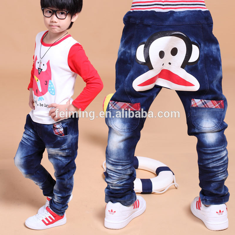安い卸売ブティックの子供ファンシー赤ちゃんの男の子のジーンズ2015新しい秋動物のプリントで子供のジーンズ-キッズ服　ジーンズ問屋・仕入れ・卸・卸売り