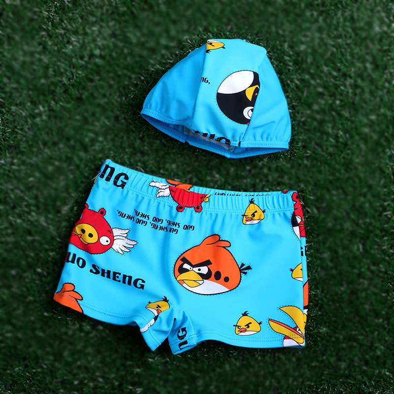 2016子供男の子水泳トランクでキャップで青空、夏漫画少年水泳パンツ水着-キッズ服　半ズボン問屋・仕入れ・卸・卸売り