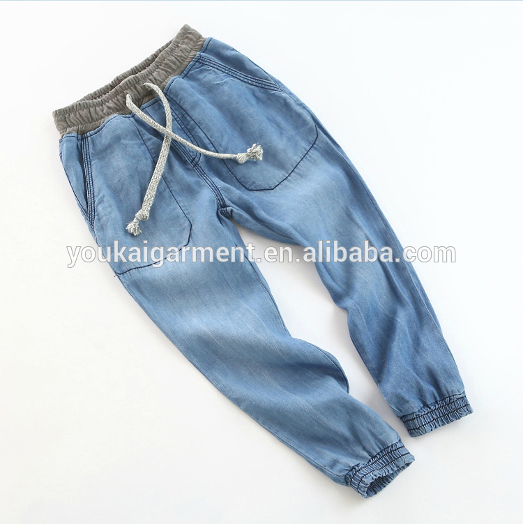 工場男の子レギンスデニムジーンズ子供編みウエストバンドのジーンズパンツ-キッズ服　ジーンズ問屋・仕入れ・卸・卸売り