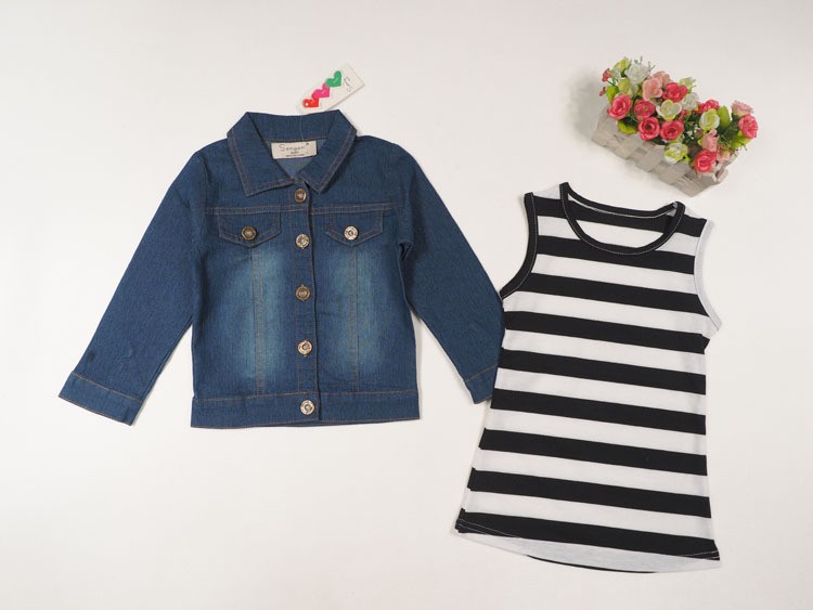 最新の女の子のジーンズとトップスタイリッシュトップス女の子のデニムのジャケット-キッズ服　ジーンズ問屋・仕入れ・卸・卸売り