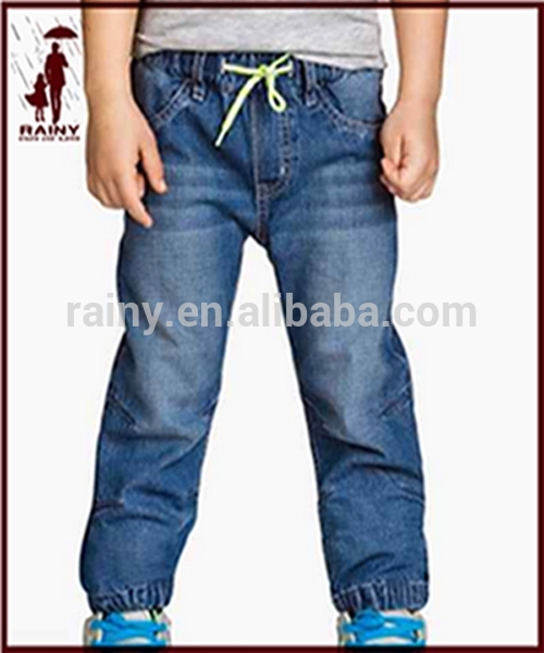 子供のジョガー4月14日歳少年のデニムのジーンズの子供巾着付きパンツ-キッズ服　ジーンズ問屋・仕入れ・卸・卸売り