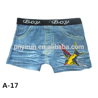 トップデザイン素敵なフライング鳥ジーンズプリント男の子ブリーフ-キッズ用下着問屋・仕入れ・卸・卸売り