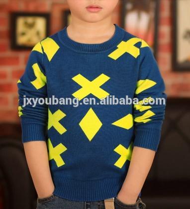 少年ラウンドネックジャカードプルオーバーセーター-キッズ服　セーター問屋・仕入れ・卸・卸売り