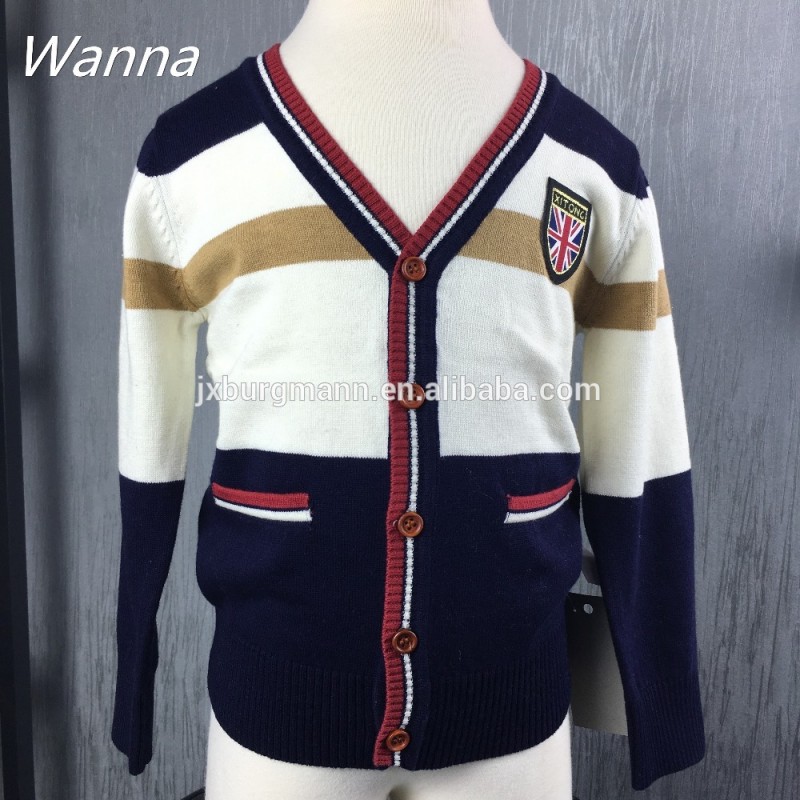 8色カジュアルロングスリーブニットスリムフィットvネックカーディガンセーター-キッズ服　セーター問屋・仕入れ・卸・卸売り