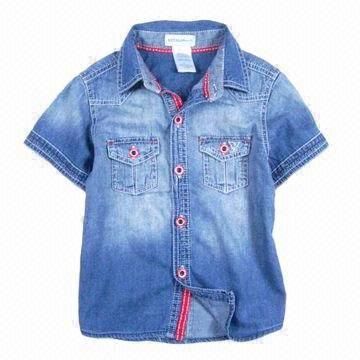 男の子半袖デニムシャツ-キッズ服　シャツ、トップス問屋・仕入れ・卸・卸売り
