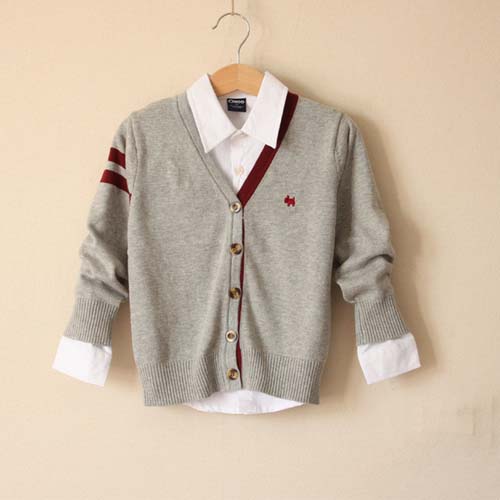 卸売学校の熱い販売のta7089スタイルの子供の男の子カーディガン折り襟カーディガン-キッズ服　セーター問屋・仕入れ・卸・卸売り