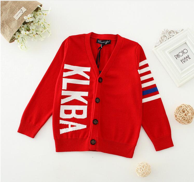 CB5161秋v襟文字のデザイン男の子セーターカーディガン-キッズ服　セーター問屋・仕入れ・卸・卸売り