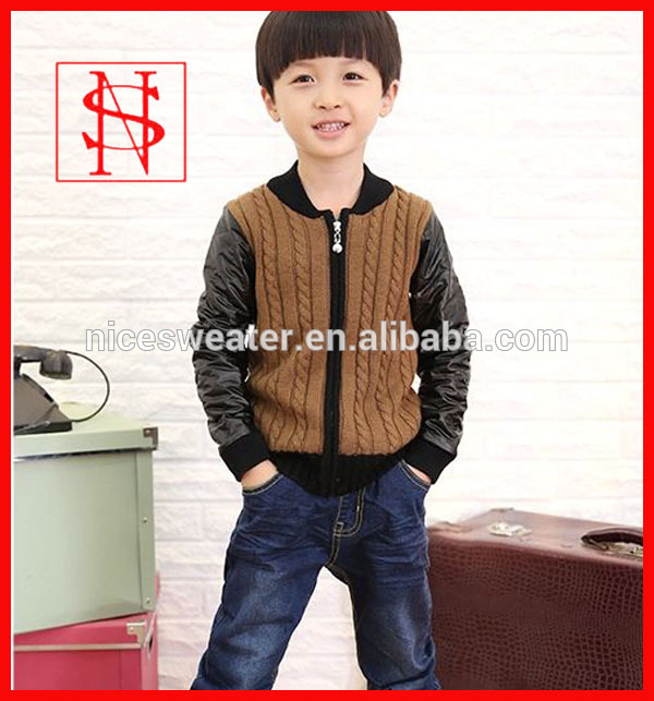 新しいファッションのスタンドカラー編2014年ジップデザイン男の子カーディガンの子供のセーター卸売-キッズ服　セーター問屋・仕入れ・卸・卸売り