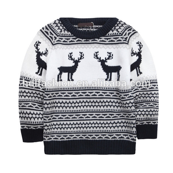 最新の新しいクリスマス鹿パターン赤ちゃんのセーターのデザイン-キッズ服　セーター問屋・仕入れ・卸・卸売り