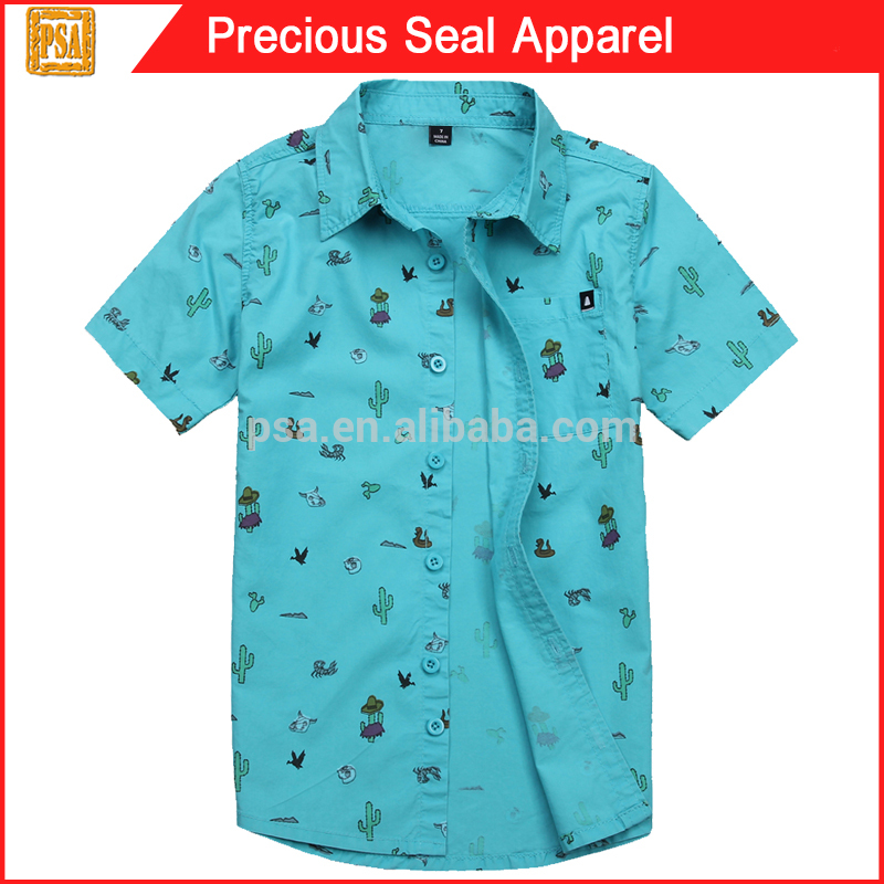 男の子半袖シャツとは動物をプリントや植物のための夏の日( psa1504- 80)-キッズ服　シャツ、トップス問屋・仕入れ・卸・卸売り
