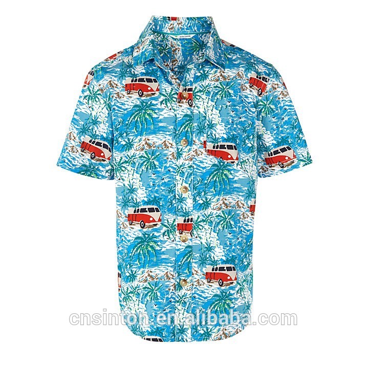 キッズ男の子の カラフル な プリント シャツ用休日の ショート スリーブ-キッズ服　シャツ、トップス問屋・仕入れ・卸・卸売り