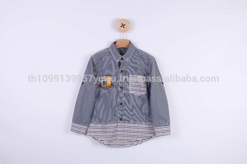 コットン子供着用卸売シャツロングスリーブ-キッズ服　シャツ、トップス問屋・仕入れ・卸・卸売り