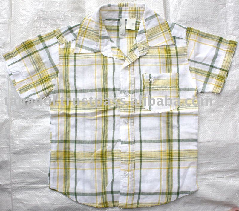 男の子の織シャツ、 短いslv、ポロシャツ、子供着用-キッズ服　シャツ、トップス問屋・仕入れ・卸・卸売り