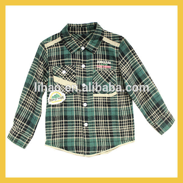 綿100％v- 首のフランネルチェック男の子のための子供のワイシャツ-キッズ服　シャツ、トップス問屋・仕入れ・卸・卸売り
