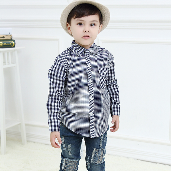 綿のtシャツ卸売ms61776cキッズ男の子シャツシャツ格子縞シャツ-キッズ服　シャツ、トップス問屋・仕入れ・卸・卸売り