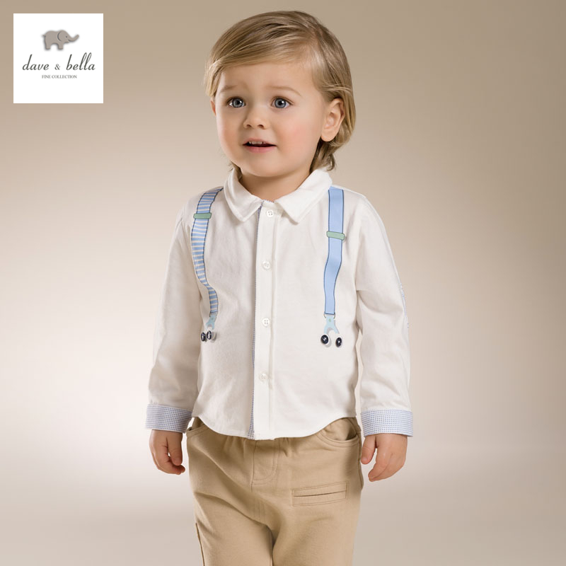 DB3562デイブベラ春男の子プリントシャツよちよちトップ幼児シャツ男の子ハンサムシャツグリッドチェック柄シャツ-キッズ服　シャツ、トップス問屋・仕入れ・卸・卸売り