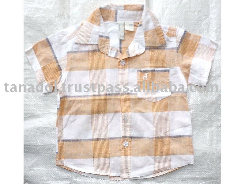 男の子の織シャツ、 短いslv、ポロシャツ、、子供の摩耗、子供服、新しい注文-問屋・仕入れ・卸・卸売り