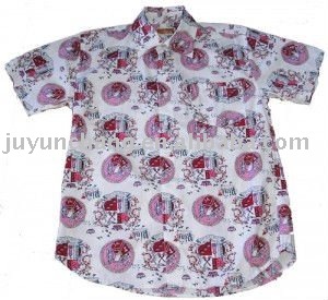 男の子ハワイアンプリント半袖シャツ-キッズ服　シャツ、トップス問屋・仕入れ・卸・卸売り