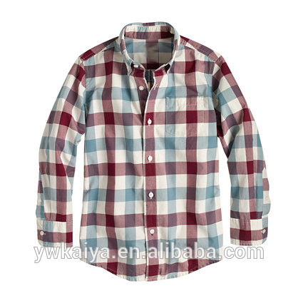 tc格子縞2014年少年カジュアルファッション最新デザインのシャツ-キッズ服　シャツ、トップス問屋・仕入れ・卸・卸売り